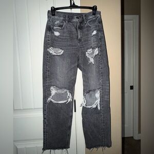 American Eagle Outfitters Charcoal Gray High-Rise Jeans